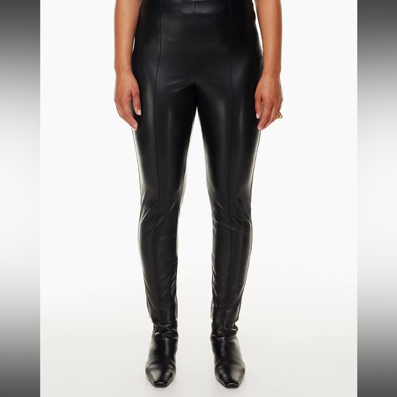 Aritzia Babaton Skinny Vegan Leather Black Frida Pant Mid Rise - Picture 12 of 12